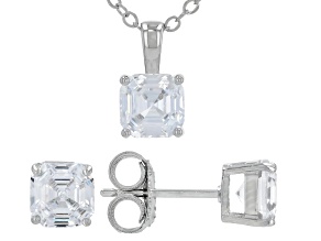 White Cubic Zirconia Platineve® Earring And Pendant Set 6.38ctw
