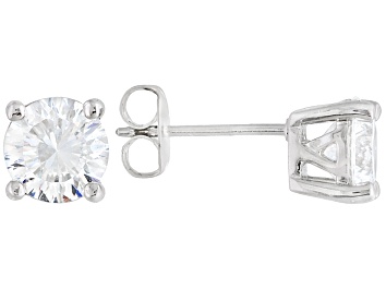 Picture of White Cubic Zirconia Rhodium Over Sterling Silver Solitaire Stud Earrings 3.34ctw