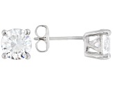White Cubic Zirconia Rhodium Over Sterling Silver Solitaire Stud Earrings 3.34ctw