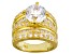 White Cubic Zirconia Dillenium Cut  18k Yellow Gold Over  Sterling Silver Ring 9.39ctw