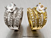 White Cubic Zirconia Dillenium Cut  18k Yellow Gold Over  Sterling Silver Ring 9.39ctw
