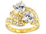 White Cubic Zirconia 18K Yellow Gold Over Sterling Silver Ring 5.55ctw