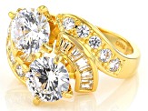 White Cubic Zirconia 18K Yellow Gold Over Sterling Silver Ring 5.55ctw