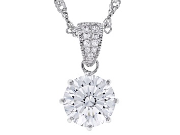 Picture of Cubic Zirconia Rhodium Over Sterling Silver Pendant 4.73ctw