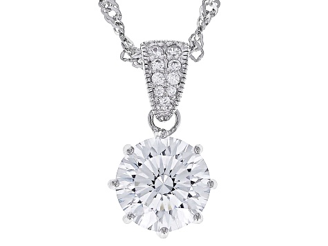 Cubic Zirconia Rhodium Over Sterling Silver Pendant 4.73ctw