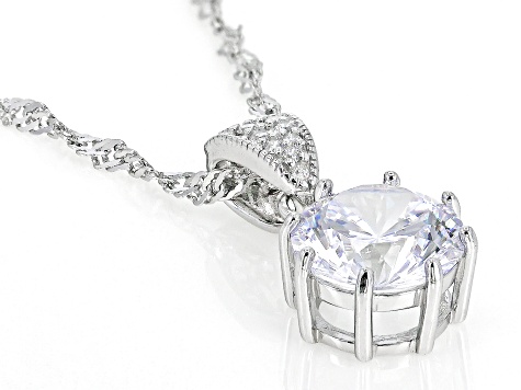 Cubic Zirconia Rhodium Over Sterling Silver Pendant 4.73ctw