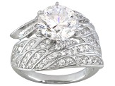 White Cubic Zirconia Dillenium Cut Rhodium Over Sterling Silver Angel Wing Ring 5.92ctw