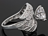 White Cubic Zirconia Dillenium Cut Rhodium Over Sterling Silver Angel Wing Ring 5.92ctw