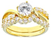 Cubic Zirconia 18k Yellow Gold Over Silver Ring With Band 2.93ctw