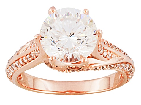 Cubic Zirconia 18k Rose Gold Over Silver Ring 5.53ctw