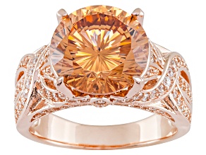 Champagne And White Cubic Zirconia 18k Rose Gold Over Silver Ring