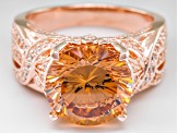 Champagne And White Cubic Zirconia 18k Rose Gold Over Silver Ring