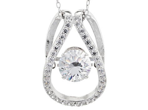 Cubic Zirconia Rhodium Over Sterling Silver Pendant With Chain 2.71ctw