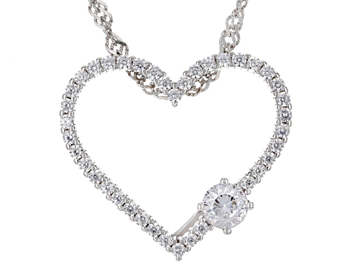 Cubic Zirconia Rhodium Over Silver Pendant With Chain 1.03ctw