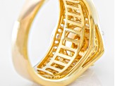 Brown And White Cubic Zirconia 18k Yellow Gold Over Sterling Silver Ring 8.24ctw