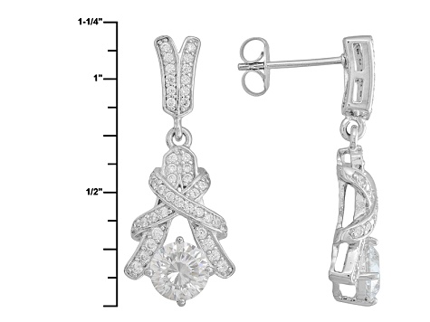 Cubic Zirconia Rhodium Over Sterling Silver Earrings 3.53ctw