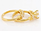 Cubic Zirconia 18k Yellow Gold Over Silver Ring With Band 4.54ctw (2.82ctw DEW)