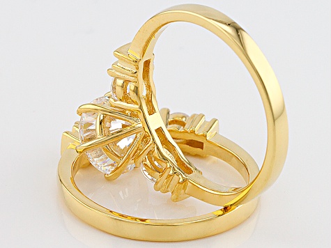 Cubic Zirconia 18k Yellow Gold Over Silver Ring With Band 4.54ctw (2.82ctw DEW)