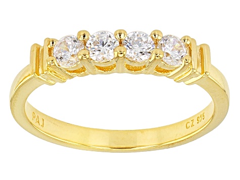 Cubic Zirconia 18k Yellow Gold Over Silver Ring With Band 4.54ctw (2.82ctw DEW)