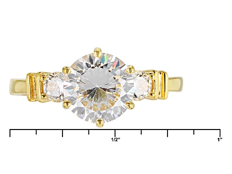 Cubic Zirconia 18k Yellow Gold Over Silver Ring With Band 4.54ctw (2.82ctw DEW)