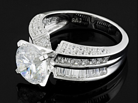 White Cubic Zirconia Rhodium Over Silver Ring 6.87ctw