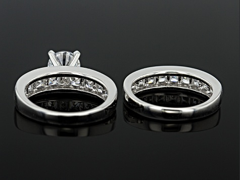 Cubic Zirconia Rhodium Over Sterling Silver Ring With Band Cubic Zirconia Rhodium Over Sterling Silver Ring With Band