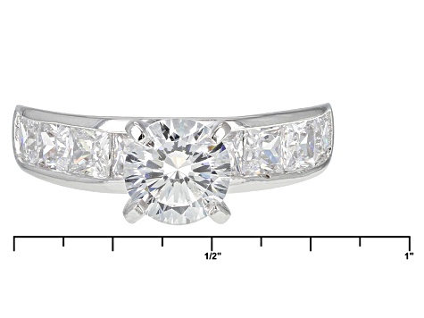 Cubic Zirconia Rhodium Over Sterling Silver Ring With Band