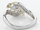 Yellow And White Cubic Zirconia Rhodium Over Silver Ring 3.07ctw