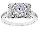 Cubic Zirconia Rhodium Over Sterling Silver Ring 3.73ctw (2.38ctw DEW)