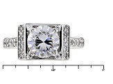 Cubic Zirconia Rhodium Over Sterling Silver Ring 3.73ctw (2.38ctw DEW)
