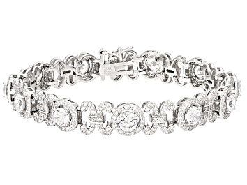 Picture of Cubic Zirconia Rhodium Over Sterling Silver Bracelet 11.79ctw (7.48ctw DEW)