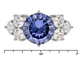 Blue And White Cubic Zirconia Rhodium Over Sterling Silver Ring 8.55ctw