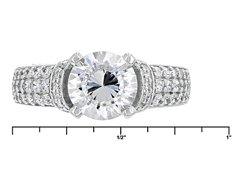 White Cubic Zirconia Rhodium Over Sterling Silver Ring 4.42ctw