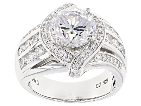 White Cubic Zirconia Rhodium Over Sterling Silver Ring 6.40ctw