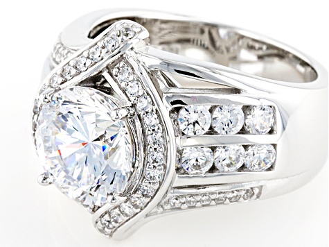 White Cubic Zirconia Rhodium Over Sterling Silver Ring 6.40ctw