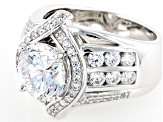 White Cubic Zirconia Rhodium Over Sterling Silver Ring 6.40ctw