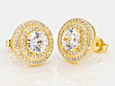 white cubic zirconia 18k yellow gold over sterling silver earrings