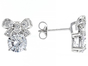 White Cubic Zirconia Rhodium Over Sterling Silver Bow Earrings 4.68ctw
