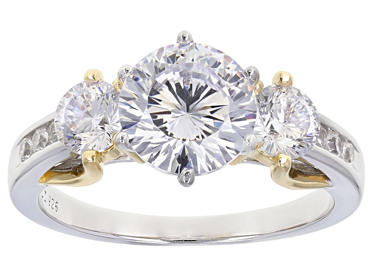 White Cubic Zirconia Rhodium And 18K Yellow Gold Over Sterling Silver Ring 4.56ctw