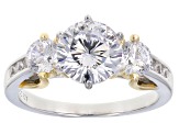 White Cubic Zirconia Rhodium And 18K Yellow Gold Over Sterling Silver Ring 4.56ctw