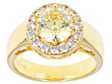 Yellow And White Cubic Zirconia 18K Yellow Gold Over Sterling Silver Ring 4.04ctw