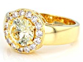 Yellow And White Cubic Zirconia 18K Yellow Gold Over Sterling Silver Ring 4.04ctw