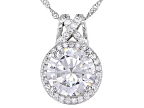 White Cubic Zirconia Rhodium Over Sterling Silver Pendant With Chain 6.58ctw