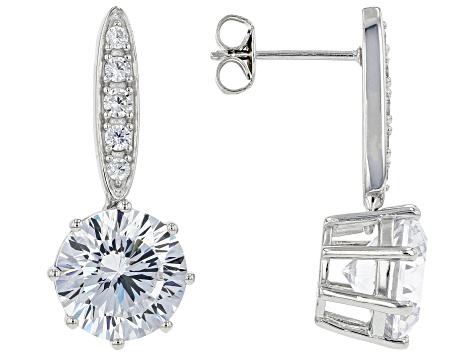 White Cubic Zirconia Rhodium Over Sterling Silver Earrings 12.62ctw
