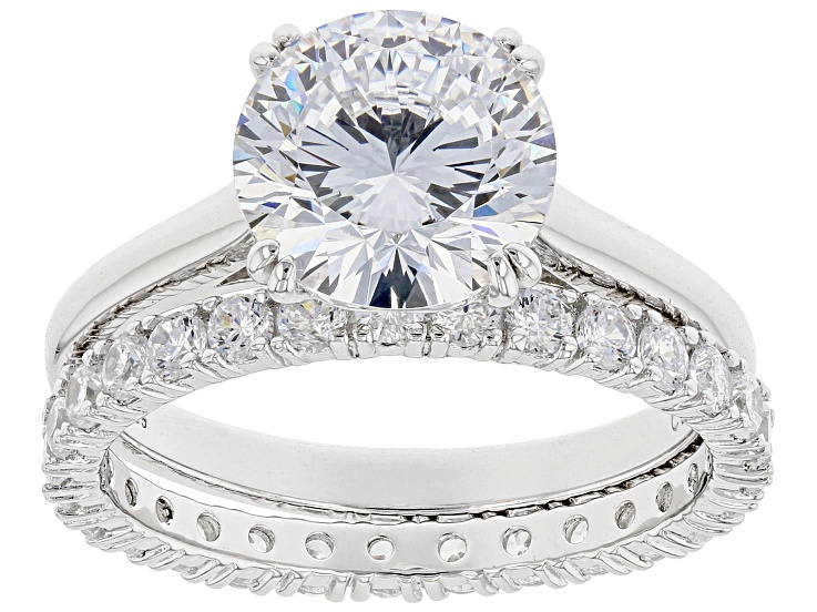 White Cubic Zirconia Rhodium Over Sterling Silver Ring With