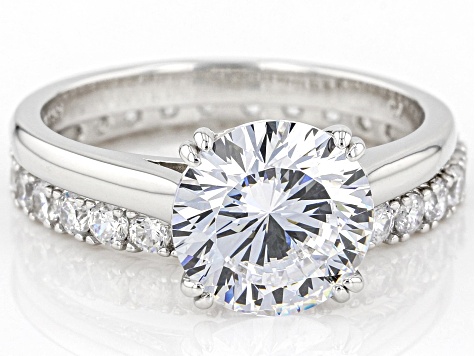 White Cubic Zirconia Rhodium Over Sterling Silver Ring With