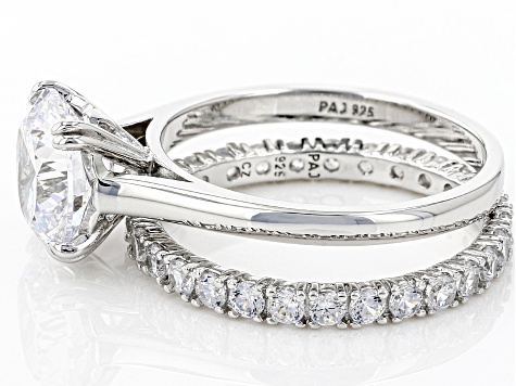 White Cubic Zirconia Rhodium Over Sterling Silver Ring With