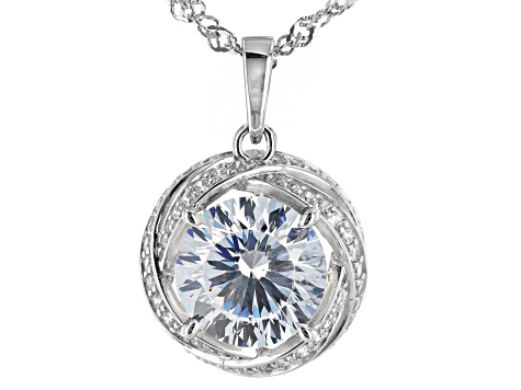 White Cubic Zirconia Rhodium Over Sterling Silver Pendant With Chain 6.86ctw