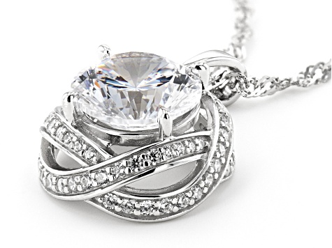 White Cubic Zirconia Rhodium Over Sterling Silver Pendant With Chain 6.86ctw