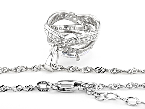 White Cubic Zirconia Rhodium Over Sterling Silver Pendant With Chain 6.86ctw